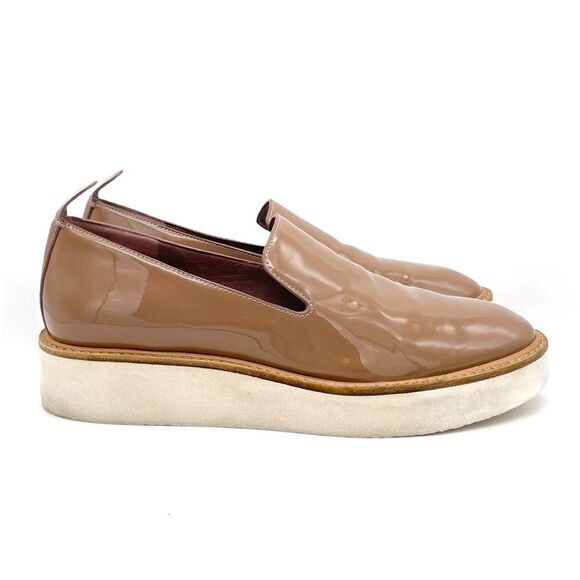 Vince Sanders Patent Leather Platform Slip On Sneakers Taupe Antique Rose Size 6 - Picture 8 of 15
